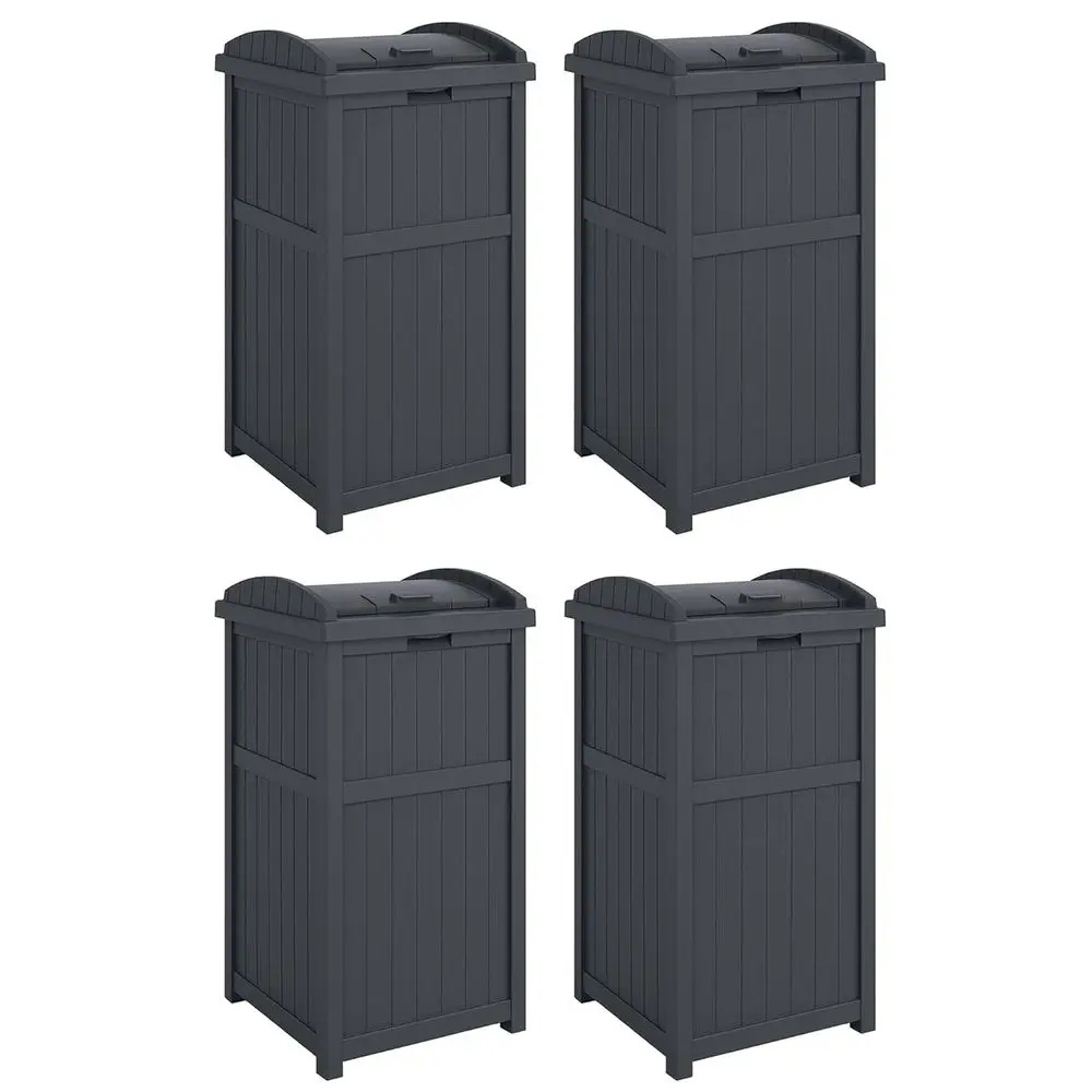 

4 Pack Outdoor Waste Bin Trash Hideaway Container with ing Lid, 33 Gallon acity