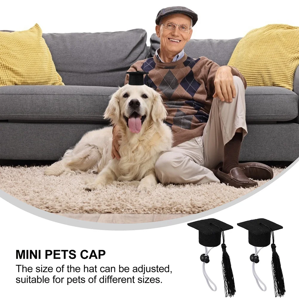 

4 Pcs Small Dog Hat Graduation Hats for Dogs Caps Bow Ties Pet Mini Decoration Ear Hole