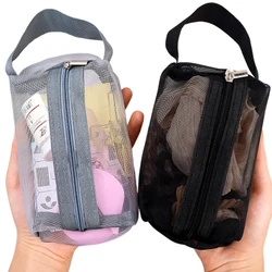 Large Capacity Makeup Bag Mesh Transparent Travel Organizer Portable Zipper Pouch Travel Storage Carry Bags Beauty Women Case