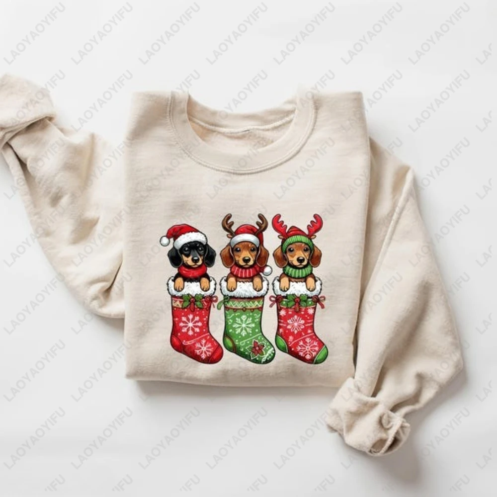 2025 teckel noël graphique sweat belle chien amant sweat à capuche pour femme joyeux noël bas chapeau pull hauts cadeau
