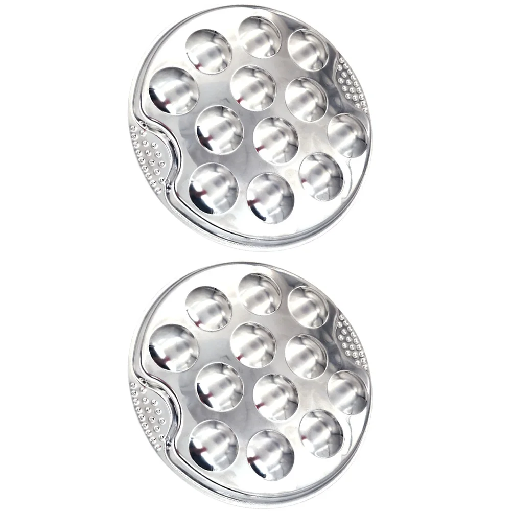 

2pcs Stainless Steel Escargot Plate 12 Holes Compartment Design One Piece Molded Bbq Baking Dish Dishwasher Safe Rust Resistant