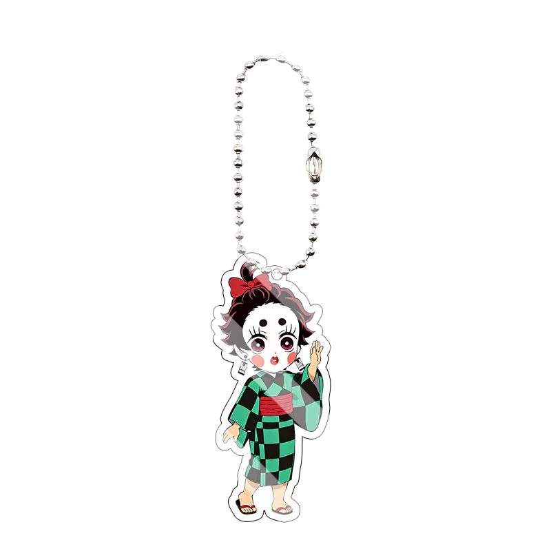 Q Version Inosuke Nezuko Zenitsu Demon Slayer Acrylic Bead Keychain Cartoon Anime Character Festival Bag Pendant Party Decor Toy view 5