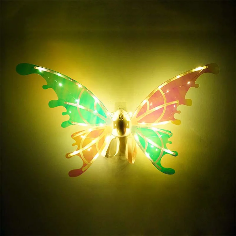Kids Party Role Play Dress Up Toy Shiny Electric Fairy Wings With Music LED Lights Glowing Elf Wings Children Holiday Gift