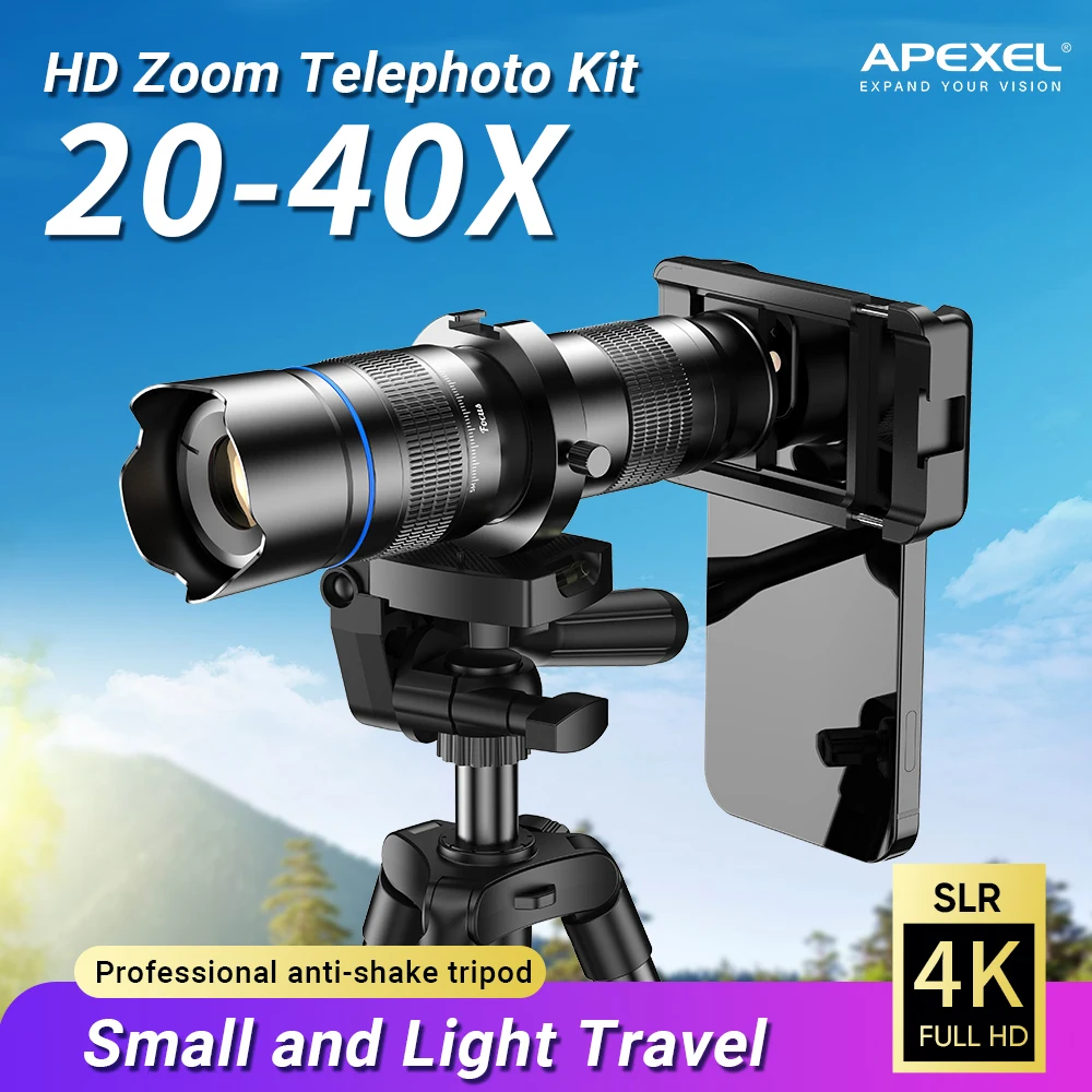 APEXEL 20-40X Telephoto Zoom Lens with Tripod 3