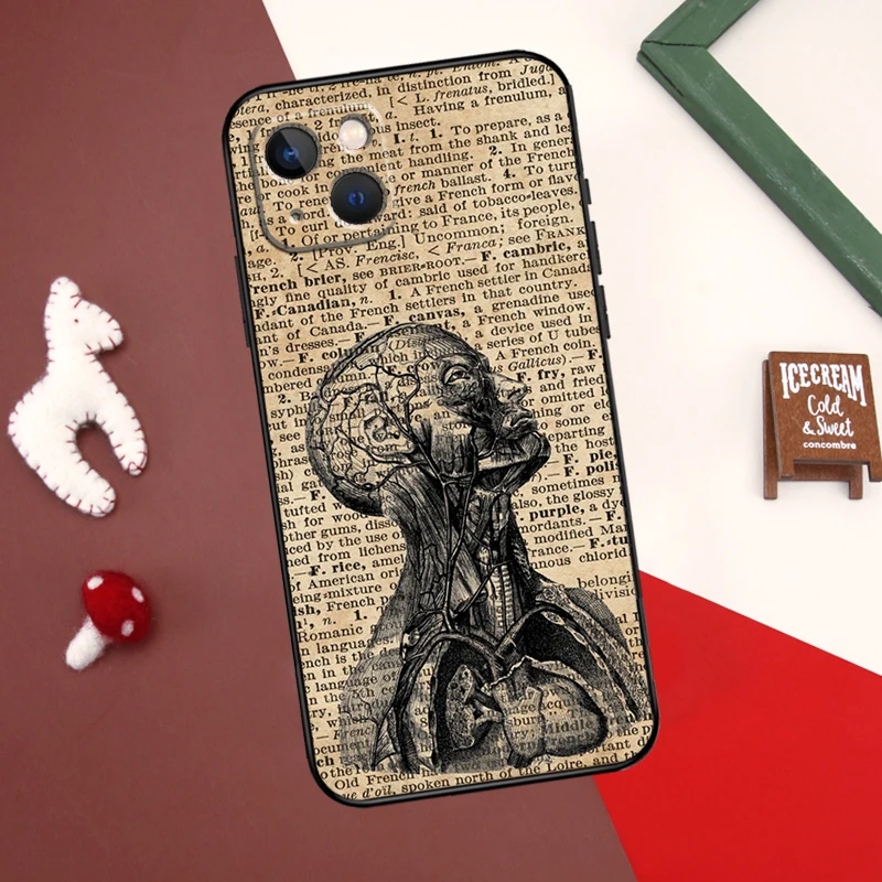 Medical Human Organs Heart Art Case For iPhone 16 13 12 14 15 Pro Max Mini Plus X XS MAX XR 11 14 15 Pro Max Cover Case
