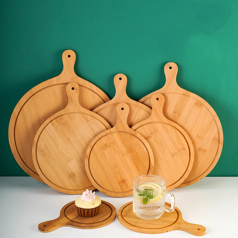 Pizza board wooden tray Japanese bread and meal tray cake circular Western food tray tableware wooden tray