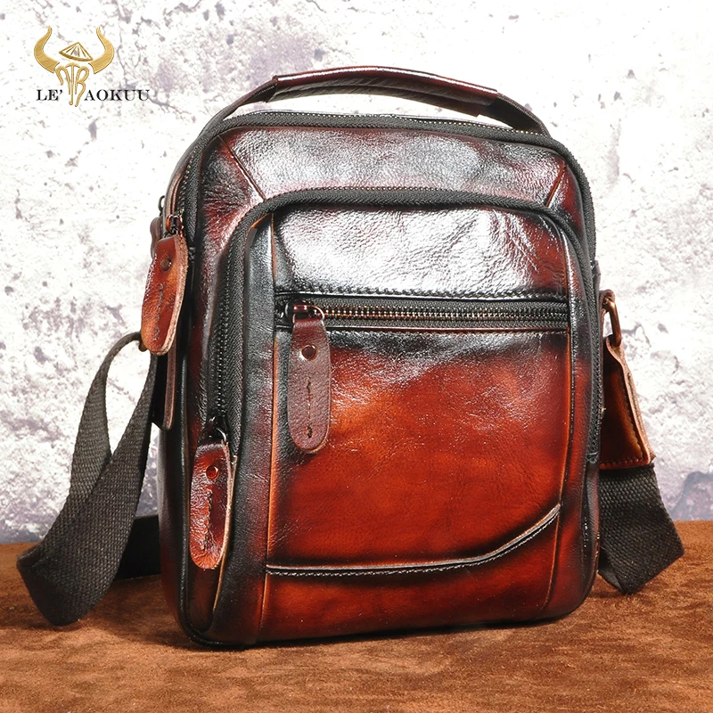 

Hot Sale Soft Quality Leather Design School Shoulder Cross-body bag College Tote Mochila Satchel Messenger bag For Men Male 136