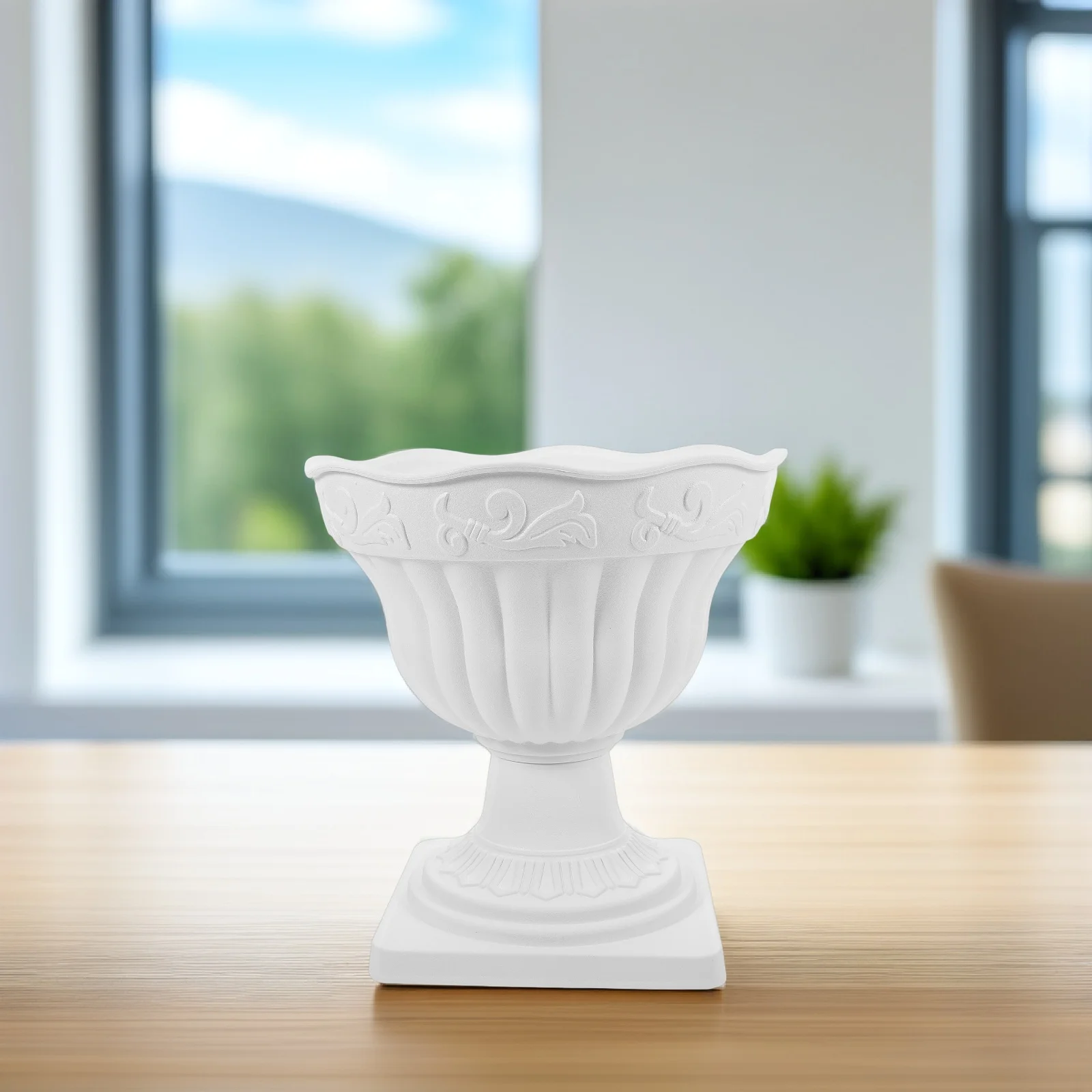 

European Style Pot 20CM White Plastic Durable Balcony Decor Wedding Roman Pillar Flowerpot Outdoor Use