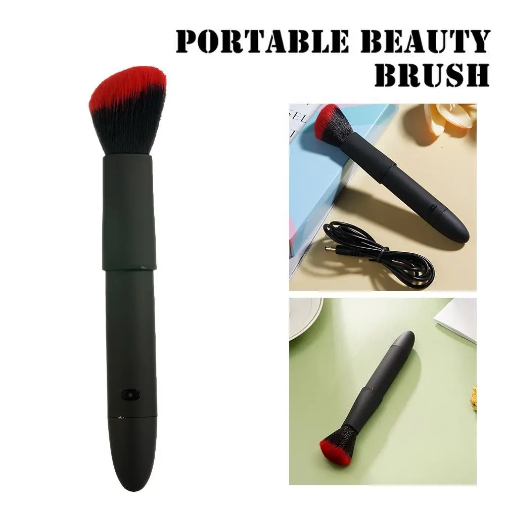 Adjustable Vibration Foundation Blush Makeup Brush 10 Gears Makeup Brush Portable Loose Powder Brush For Women