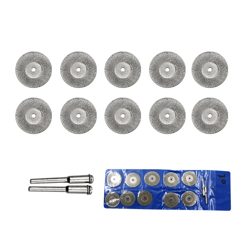 10pcs 30mm Diamond Grinding Wheel Slice with Two 2pcs 3mm Shank Mandrels for Dremel Rotary Tool