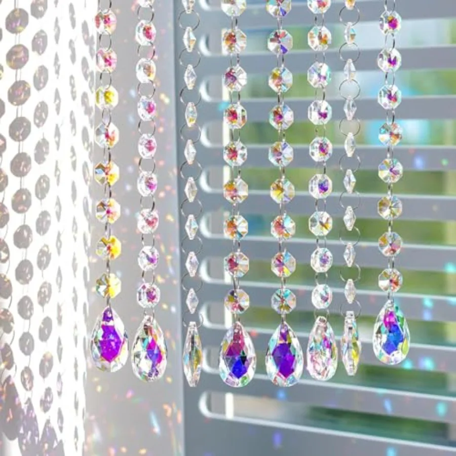 Pack of 10 Teardrop Crystals Garland, Crystal Teardrop Chandelier Replacement, Hanging Glass Crystals for Chandelier, Christmas