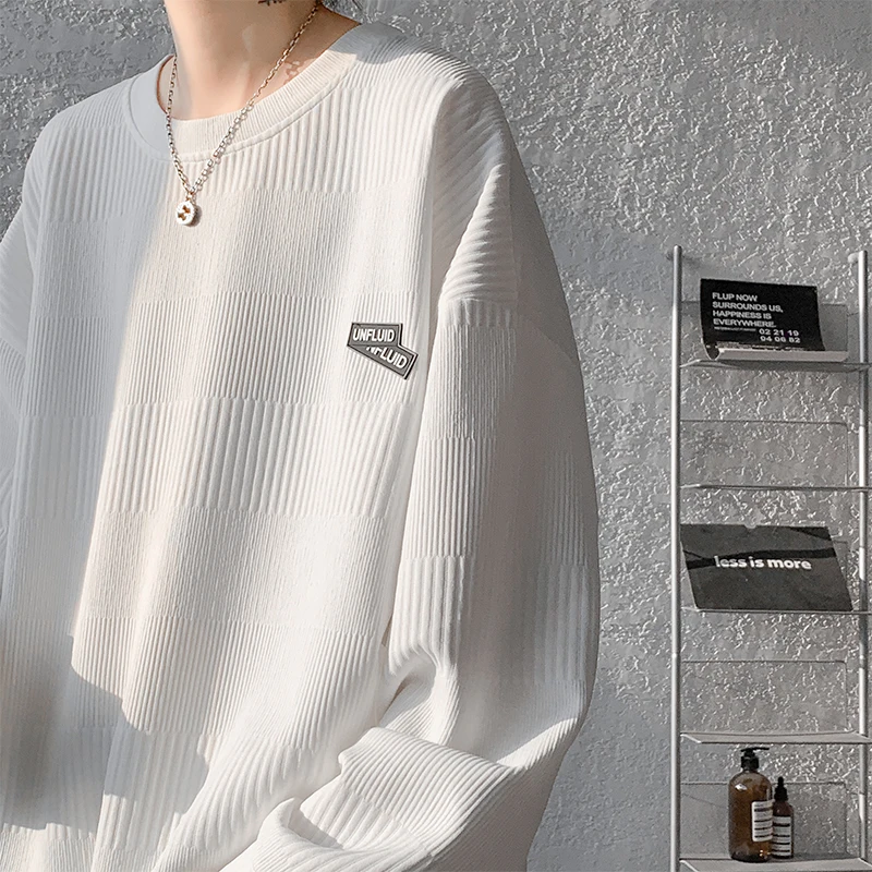 

Модный комплект уличной одежды для подростков: свитшот и брюки, весна-осень, свободный крой, удобный хлопок, круглый вырез, не требует глажки