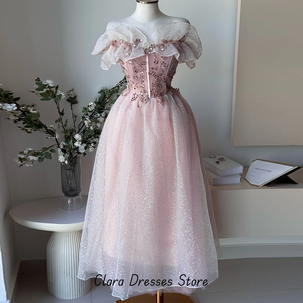 High Quality Beading Prom Dresses Elegant Pink Organza Evening Dress with Lace Up Back Modern Style A-Line Short Cocktail Gowns