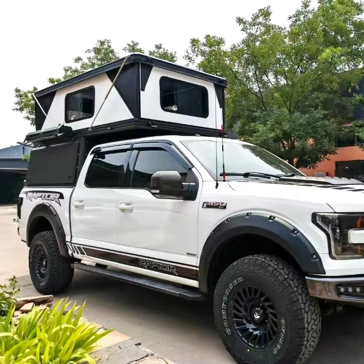 Lightweight & Expanded 2-Person Outdoor Roof Tent Modern Style Back Door Camper Truck Bed Canopy for Camping Easy Install
