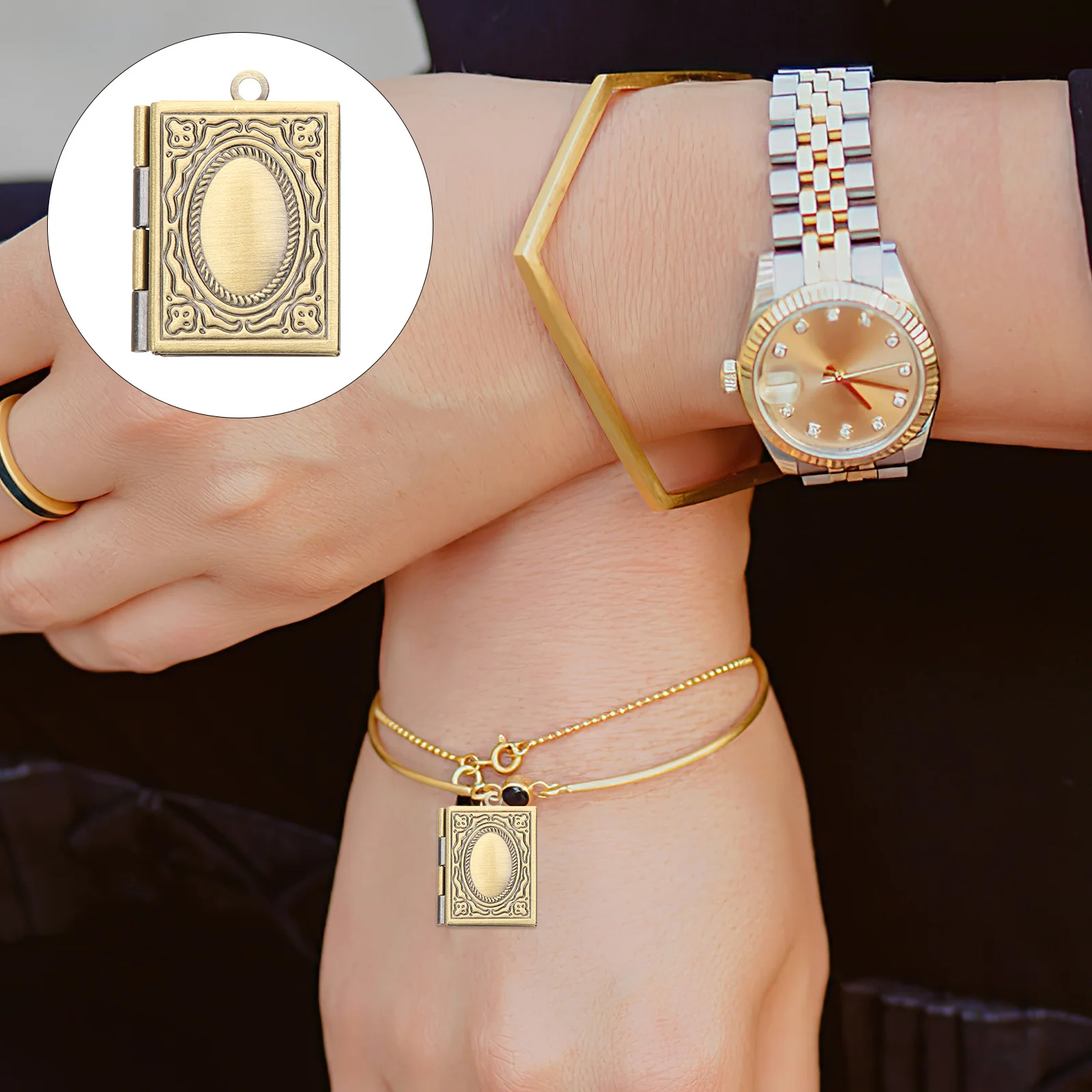 2 قطعة قلادة صورة خمر المناجد حامل صور قلادة كتاب على شكل مدلاة مجوهرات لقلادة صور تذكار