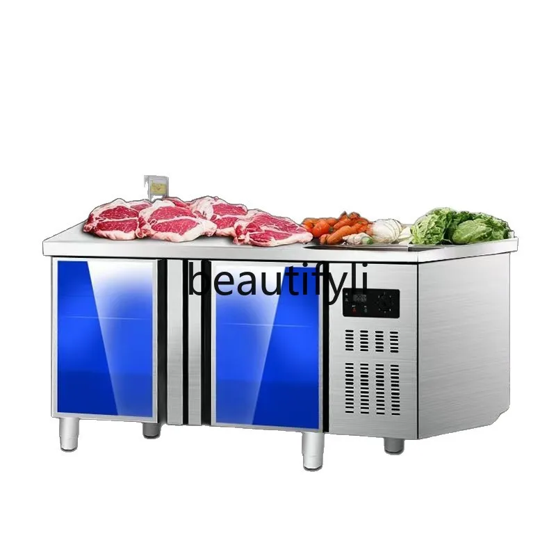 Stainless Steel Dual Temperature Cabinet Workbench Freezer Kitchen Bedroom Operation Table Fresh Preservation Freezing