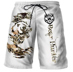 Traje de baño de secado rápido para hombre y niño, bañador deportivo con diseño de Tigre, León y Lobo, pantalones cortos cómodos para tabla de Surf y playa