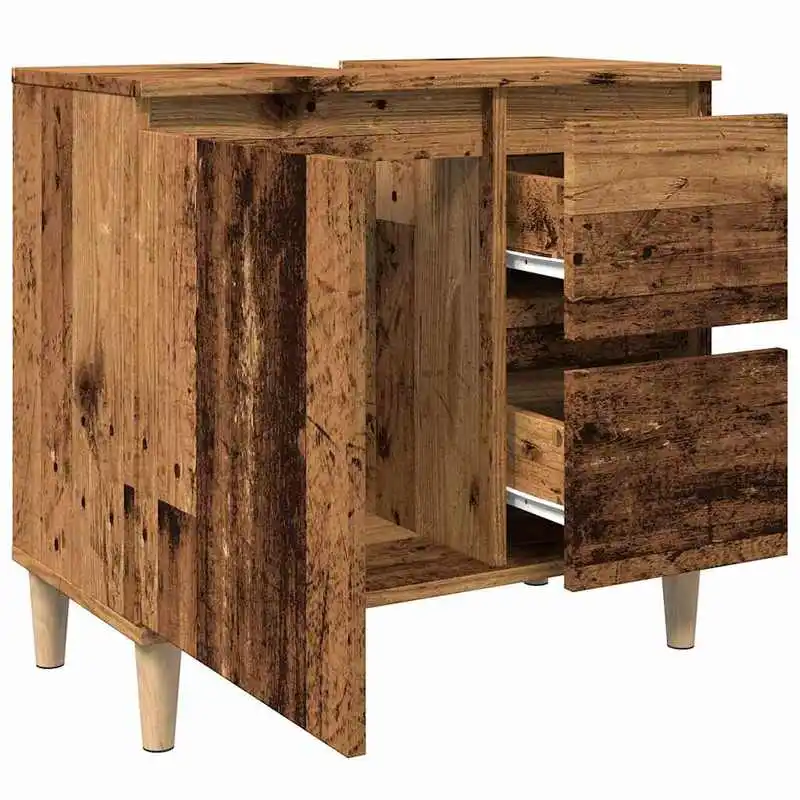 Immagine 8: Mobile Lavabo Stile Antico 65x33x60cm, Legno Resistente, Facile da Pulire