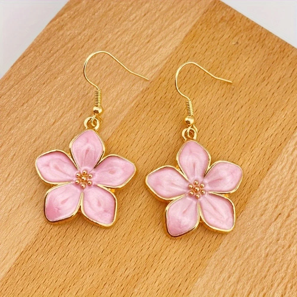 1 Pair Adorable Enamel Petal Earrings Flower Dangle Earrings Anniversary Party Gifts,JewelryNiche Style Hot List,Beautiful Style