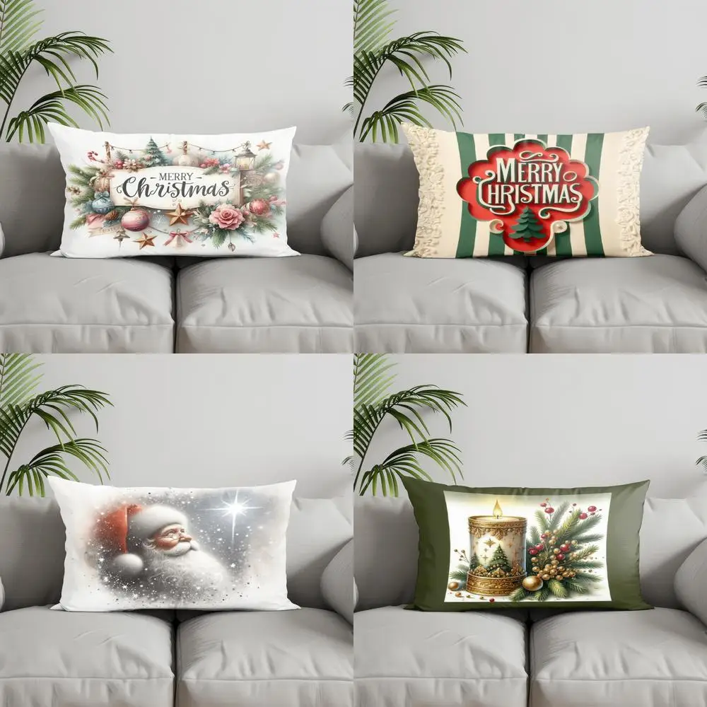 

Home Decor Merry Christmas Decorative Throw Pillow Suitable For Sofa Bedroom Car Pillow Cover Cushion Rectangular Back Cushion