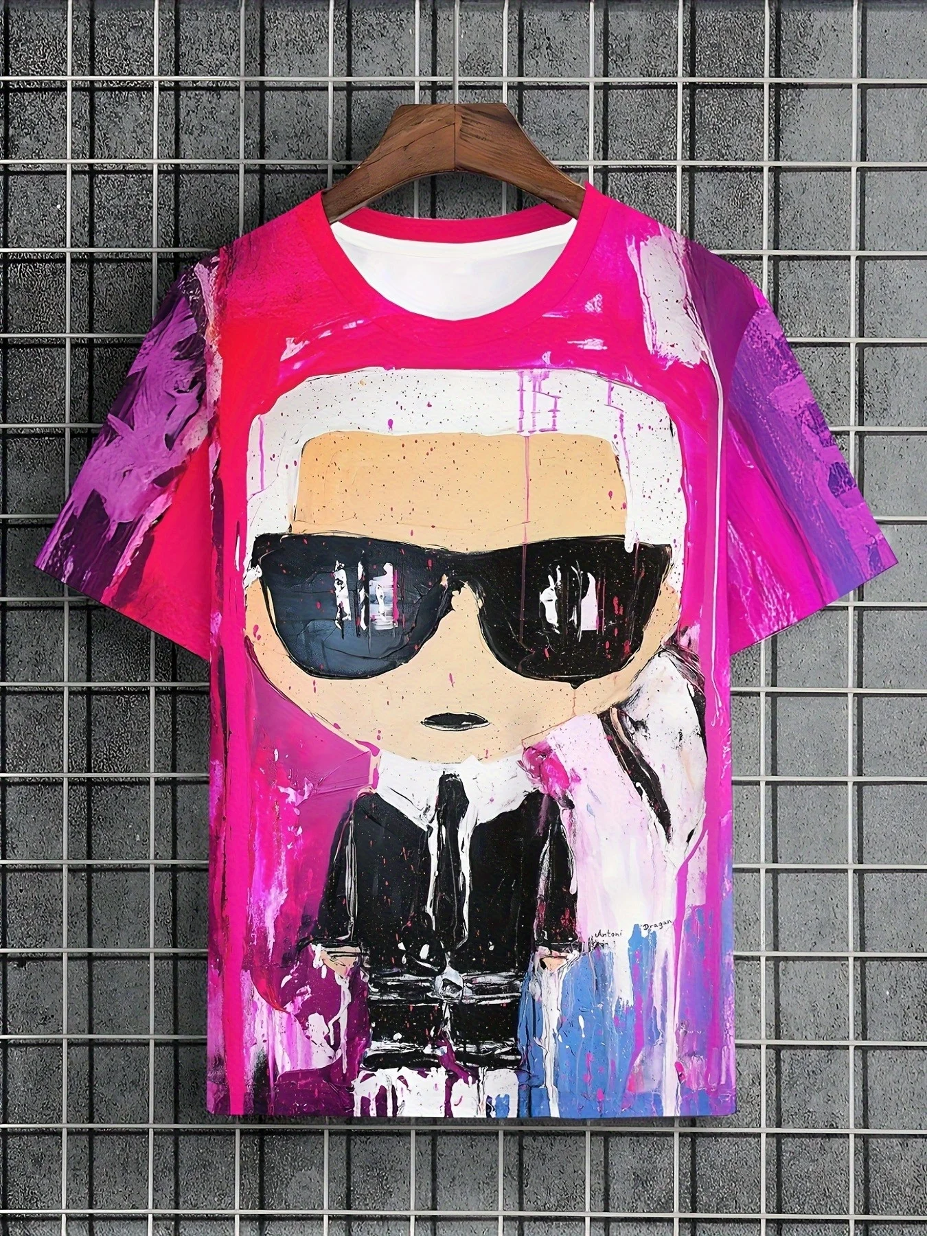 

Men's short-sleeved shirt, monochrome T-shirt, simple pink design, everyday casual, oversized top, S-5XL, summer