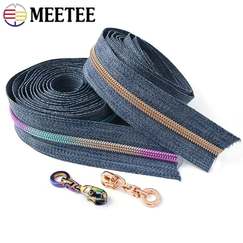 2/4M Meetee 5# Nylon Zippers Tapes + Zipper Sliders For Sewing Bags Clothing Pocket Decoration Zips Reapirt Kit DIY Accessories