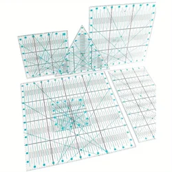 6 acrylic handmade rulers complete set of sewing rulers: square 12.5x12.5, 9.5x9.5, 6.5x6.5, 4.5x4.5in plus 6x12 triangle 8in