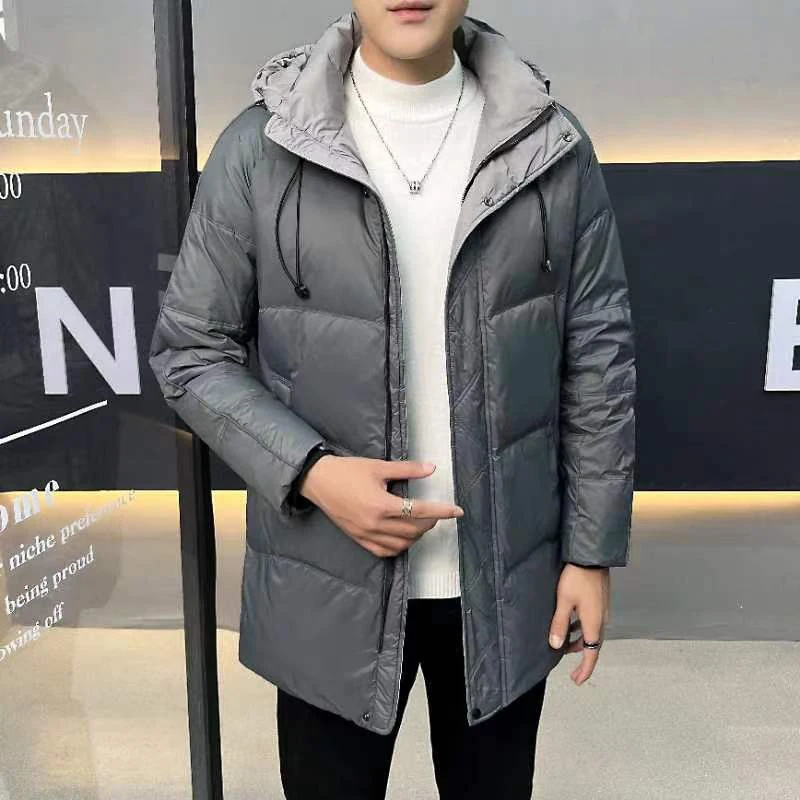 Quality Winter Down Jacket Long For Men Solid With Hooded Clain Windbreaker Catch Warm Mern fashion Clothing