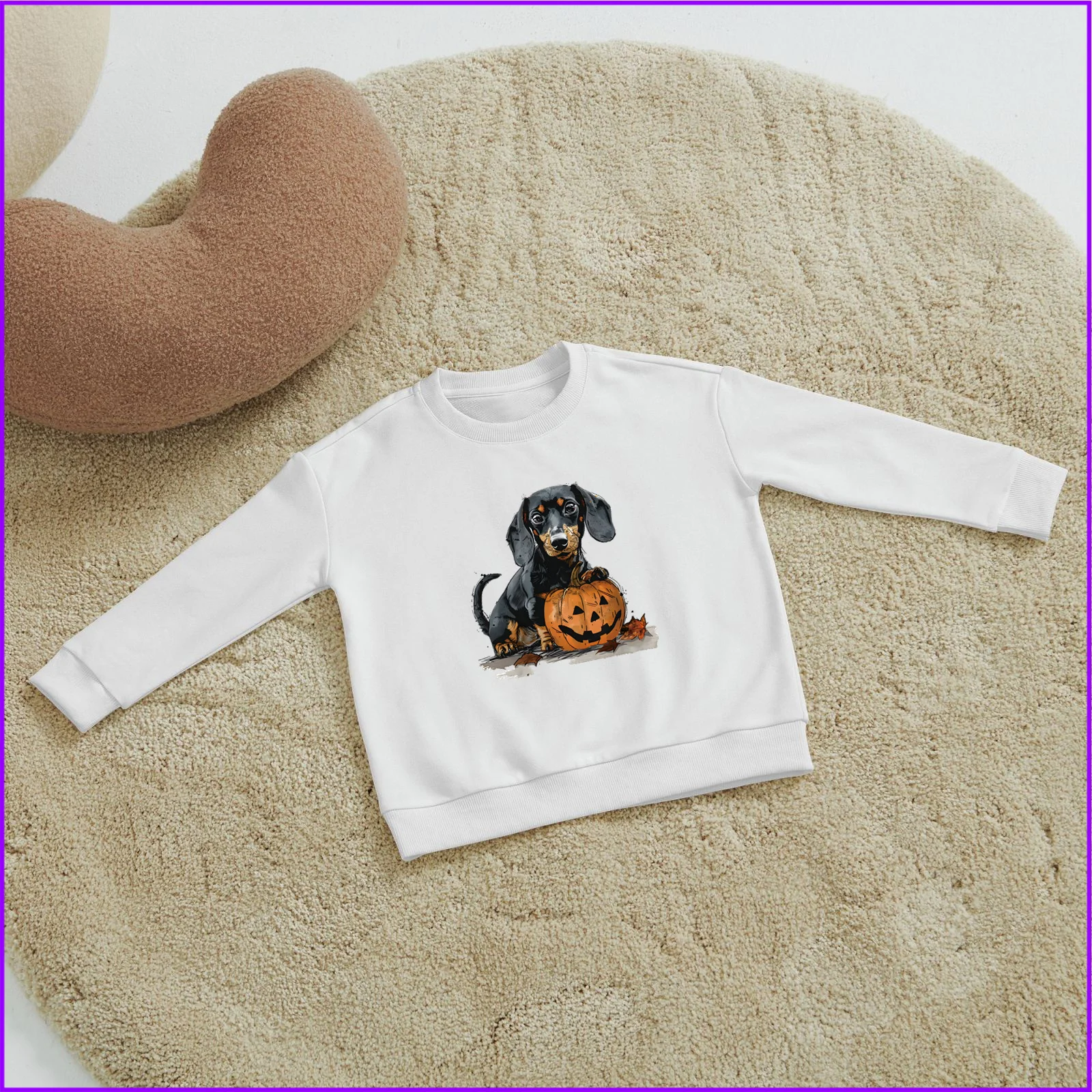 Dachshund Dog Animal Cartoon Jack-O-Lantern Halloween Autumn Pumpkin Sja2768 Kids Boys Girls Hoodies Sweatshirts Children'S Baby