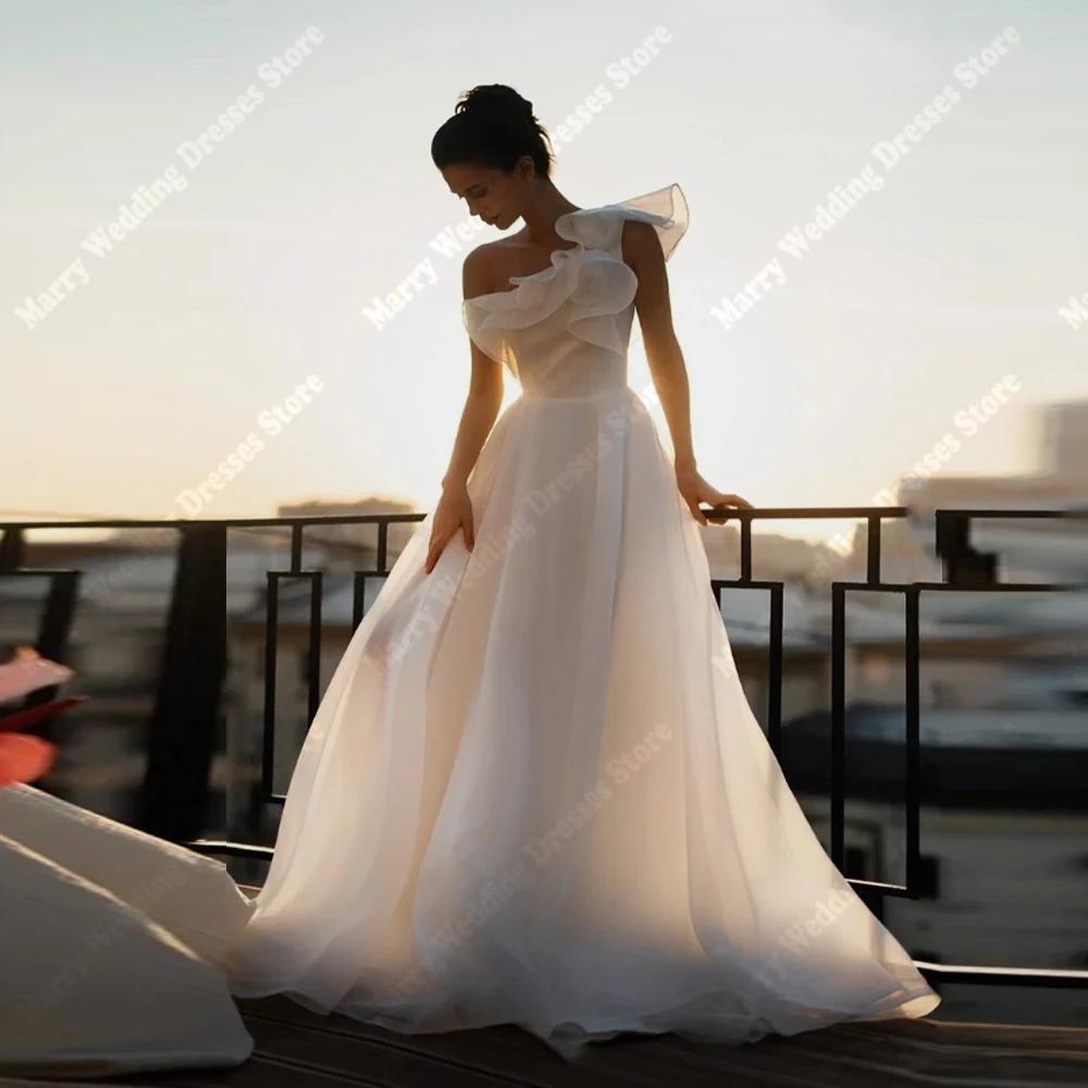 

Beautiful A-Line Women's Wedding Dresses Modern Elegant A-Line Bridal Gowns Mopping Length Princess Robes De Mariée Customized
