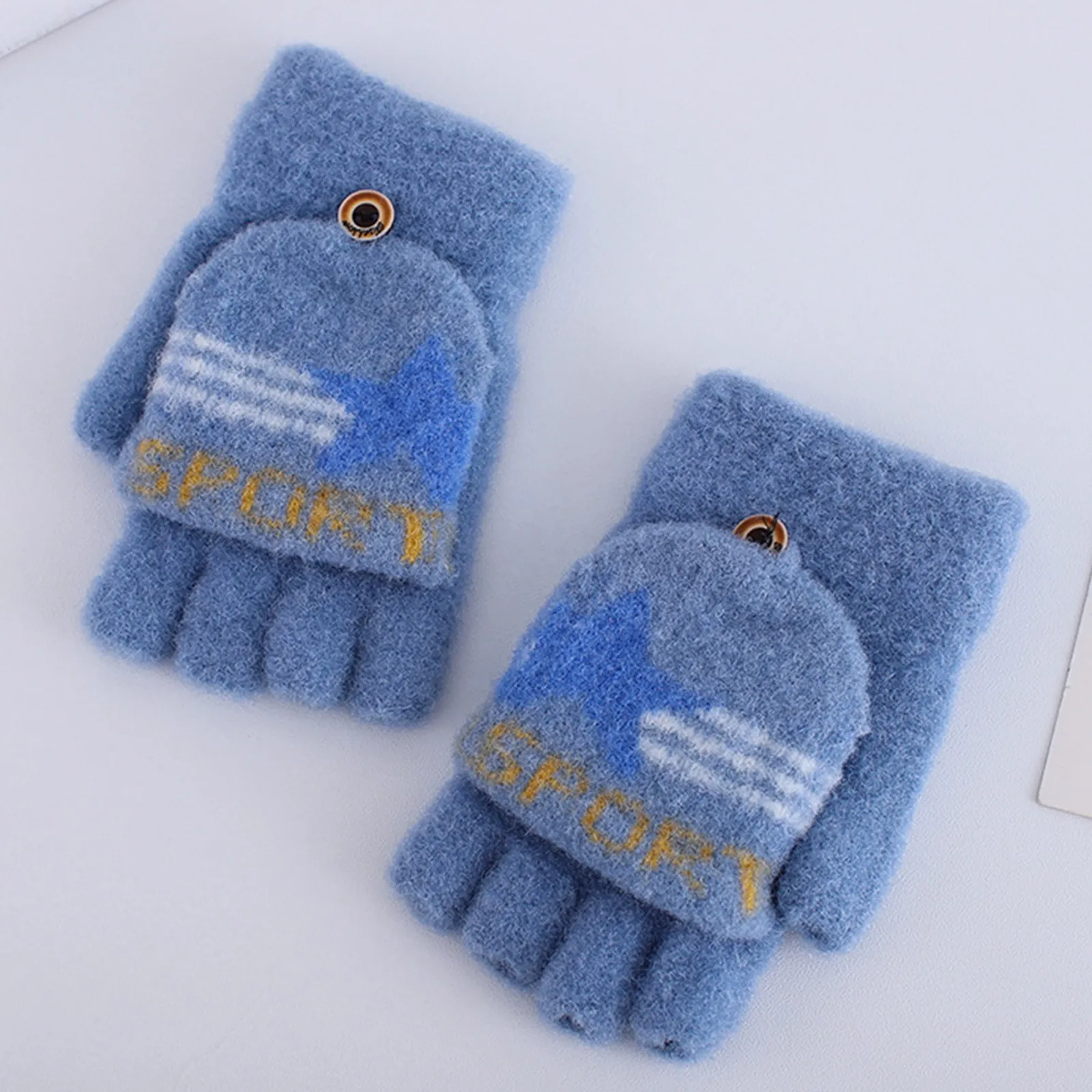 

Winter Gloves for Kids Fleece Kids Warm Gloves Winter Mittens Flip Children Fingerless Top Knitted Kids Softball Gloves