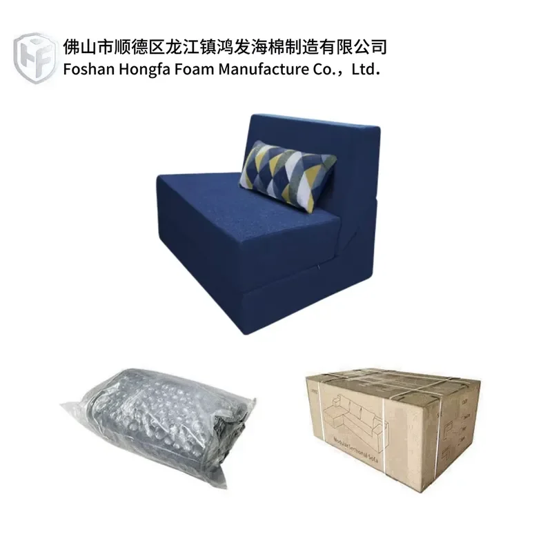 Design Modern Dark Blue Fabric Compression Compressed Sofa Couch Living Room Sofas Foldable Modular Sofa