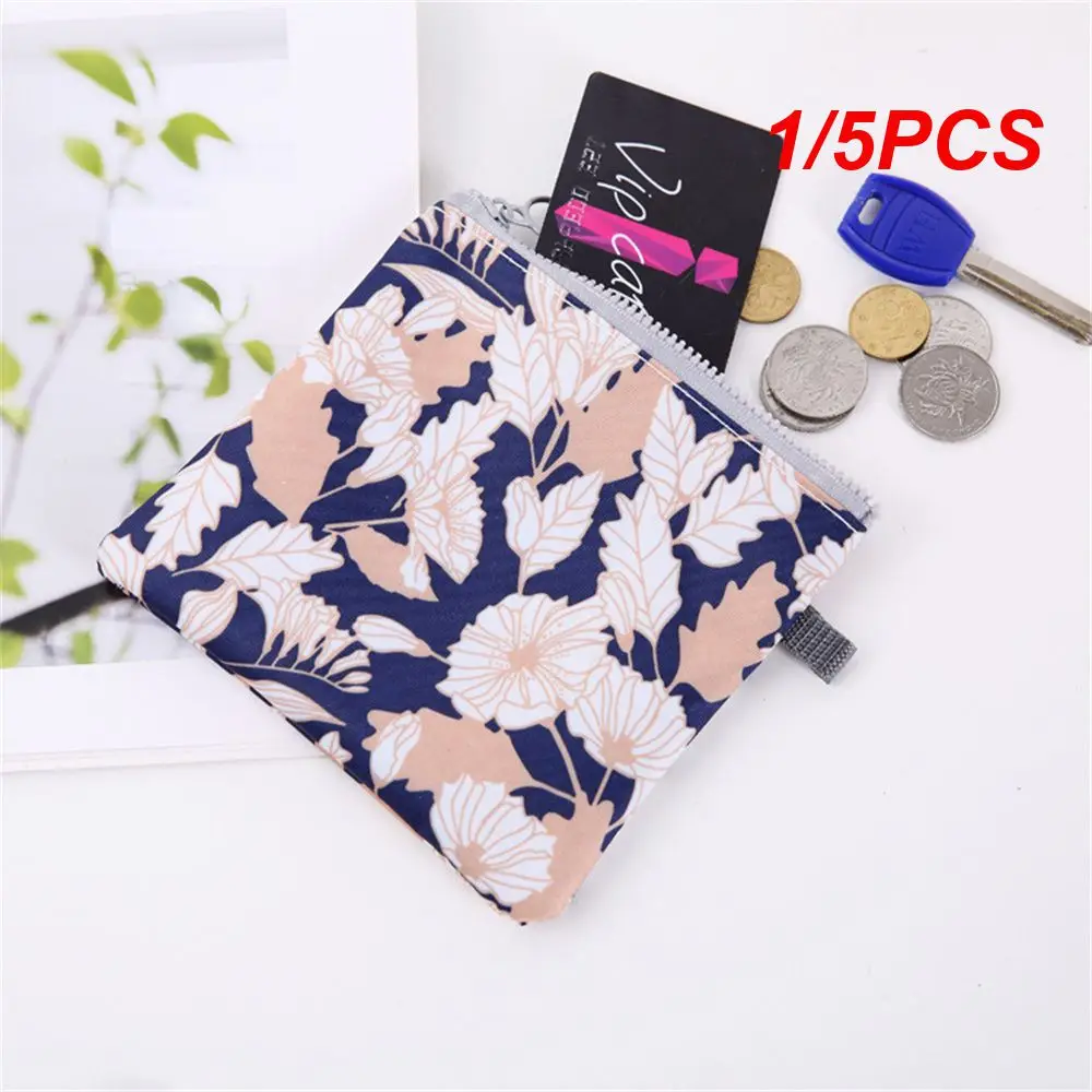 1/5PCS Napkin Pouch Zipper 13x13cm Towel Pouches Storage Tools Cosmetic Bag Printed Polyester Storage Bags Household Tools