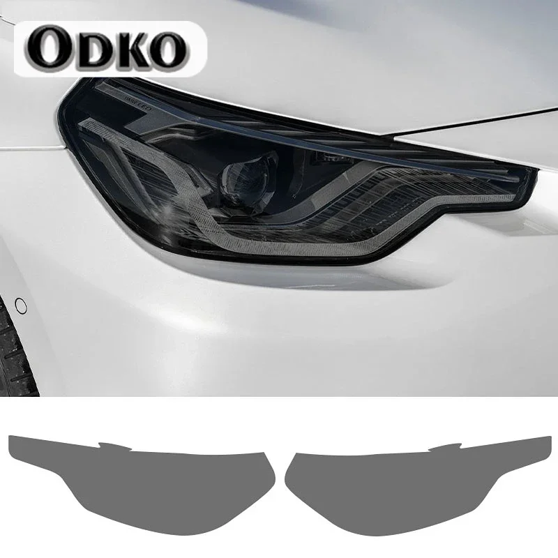 

2 Pcs Car Headlight Protective Film Front Light Transparent Smoke Black TPU Sticker For BMW 2 Series Coupe G42 2022 M240i