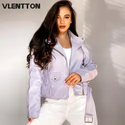 Chaqueta de piel sintética con cinturón para mujer, abrigo de motorista con cremallera, prendas de vestir informales, color liso, primavera y otoño