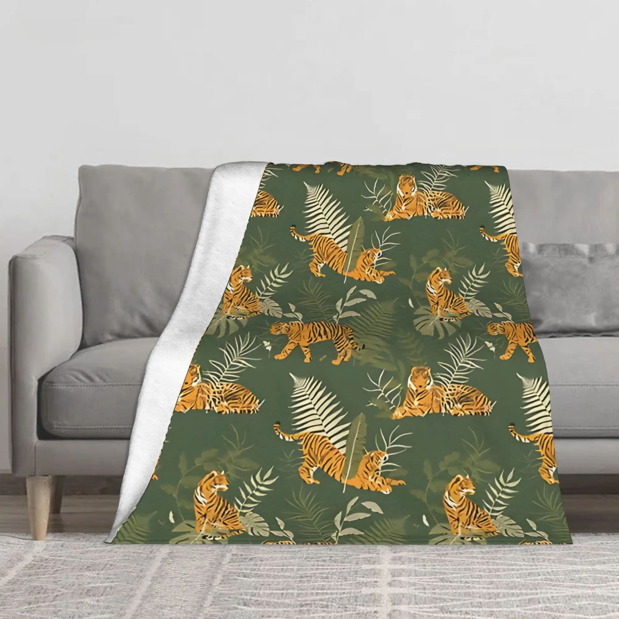 1PC Tiger In The Jungle Pattern Blanket Throw Super Cosy Plush Living Room Sofa