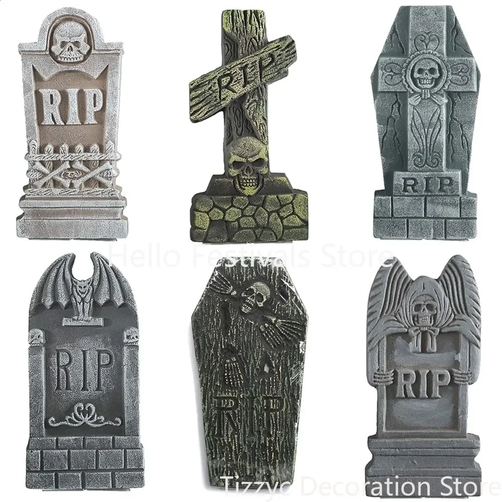 

Halloween Foam Tombstones 6 Pack 17 Headstone Decorations for Halloween Graveyard Yard Garden Outdoor Tombstone Decorations 2408