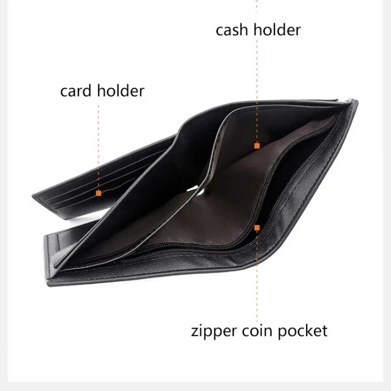 Короткие мужские кошельки, тонкий держатель для кредитных карт, RFID-блокировка, водонепроницаемый кожаный кошелек, классический карман для монет, черный мужской кошелек, кошельки