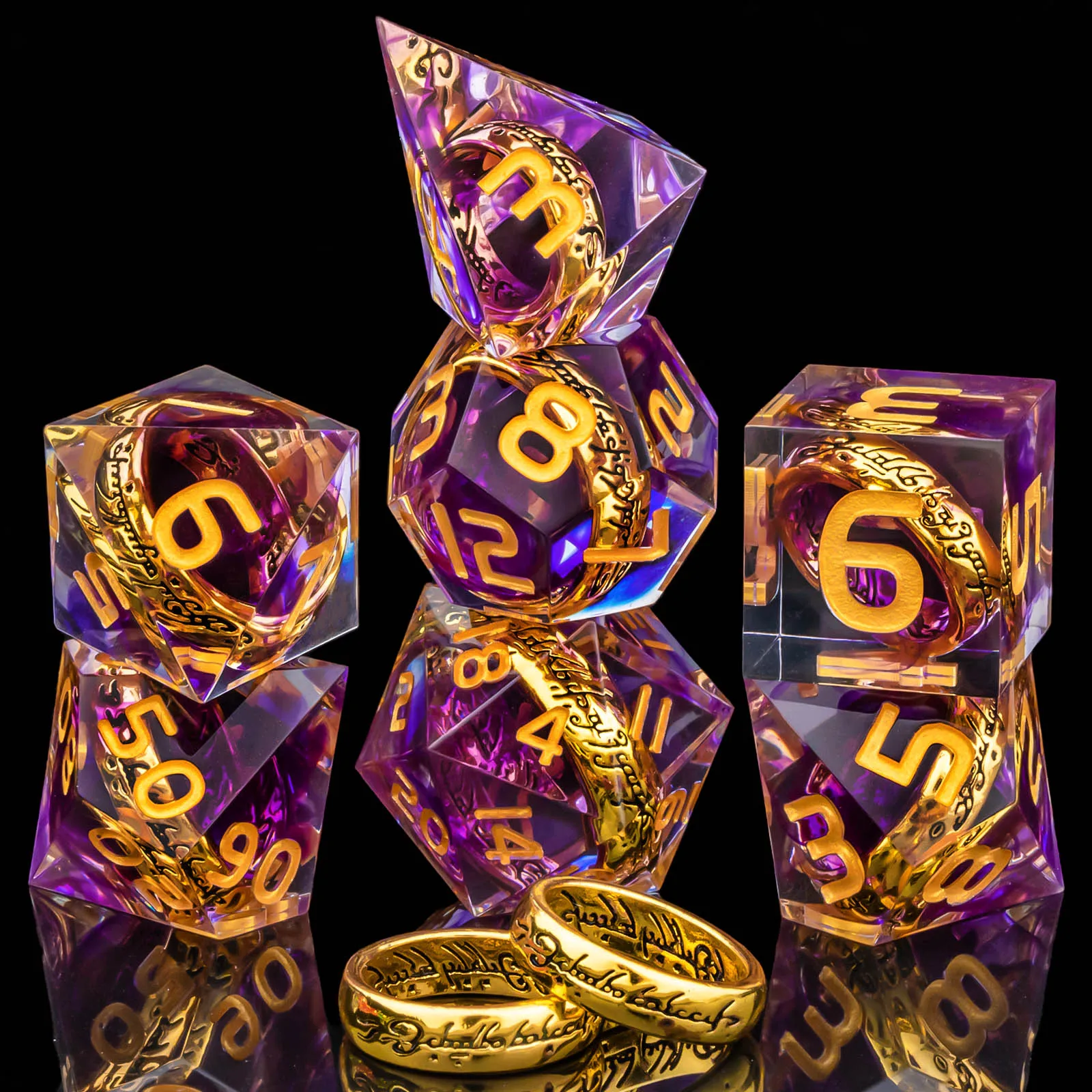 

Magic Lord Rings DND Dice Set, 7Pcs Resin LOTR D&D Dice Set for Role Playing Game, Dungeons Dragons D and D Sharp Edge Dice Set
