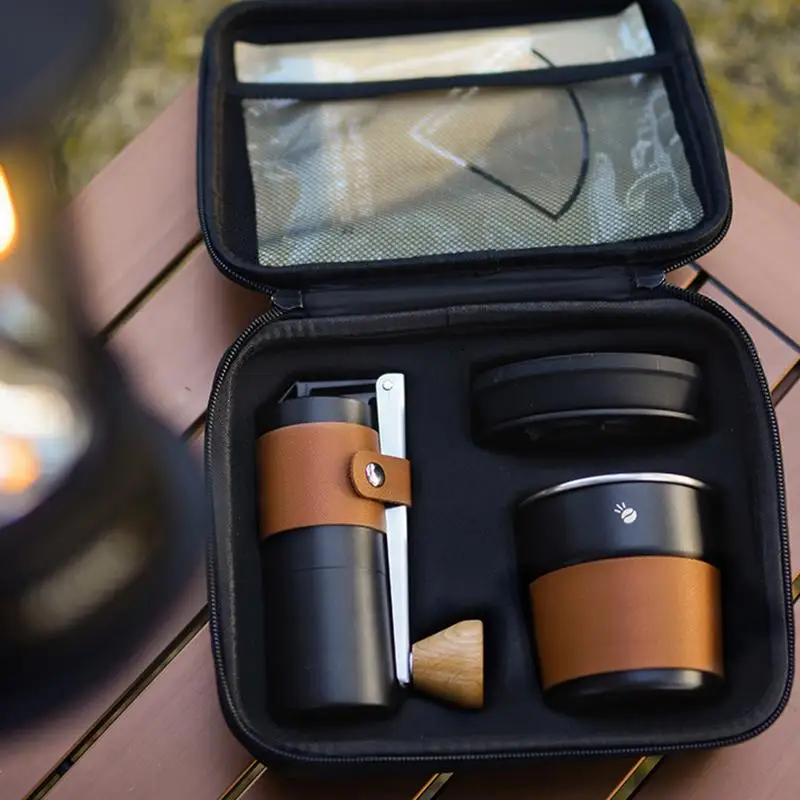 

Portable Camping Hand Brewed Coffee Set Outdoor Manual Grinding Cups Filter Cups Set Coffee Bean Grinding Machine For Camping