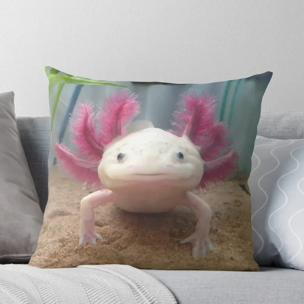 Smiling Leucistic Axolotl! Throw Pillow Pillowcases For Pillows Sofa Covers Pillow