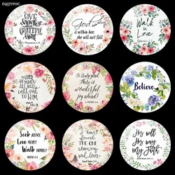 Glass Dome Magnetic Refrigerator Stickers God Letters Flowers Fridge Magnet Maker Quotes Note Holder Christian Home Decor 30mm