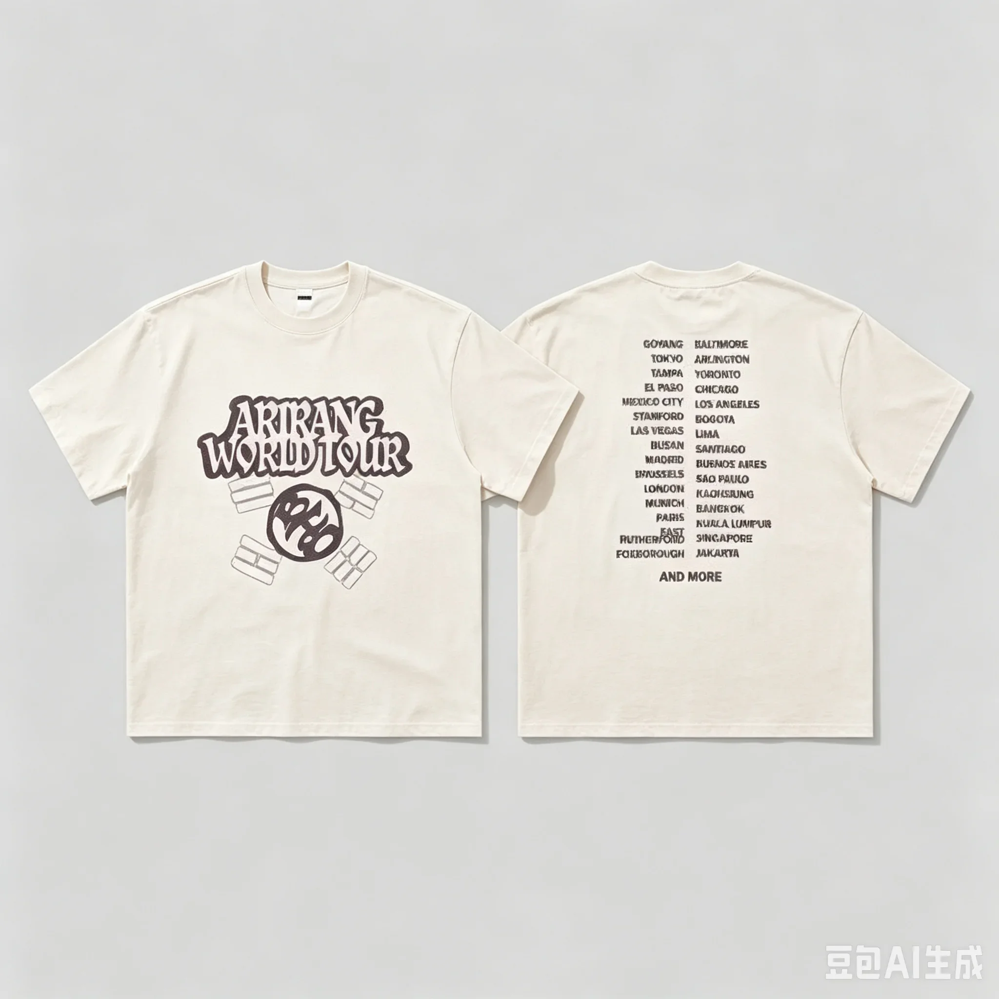Unisex Arirang World Tour Graphic T-Shirt, Vintage Concert Tour Cities Print Short Sleeve, Y2K Streetwear Casual Tee