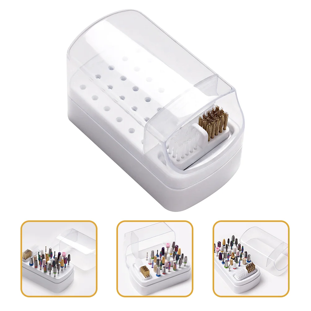 Grinding Head Cleaning Box -slot Storage Nail Tool Case Drill Clear Supply Plastic Bit Holder Bits Organizer