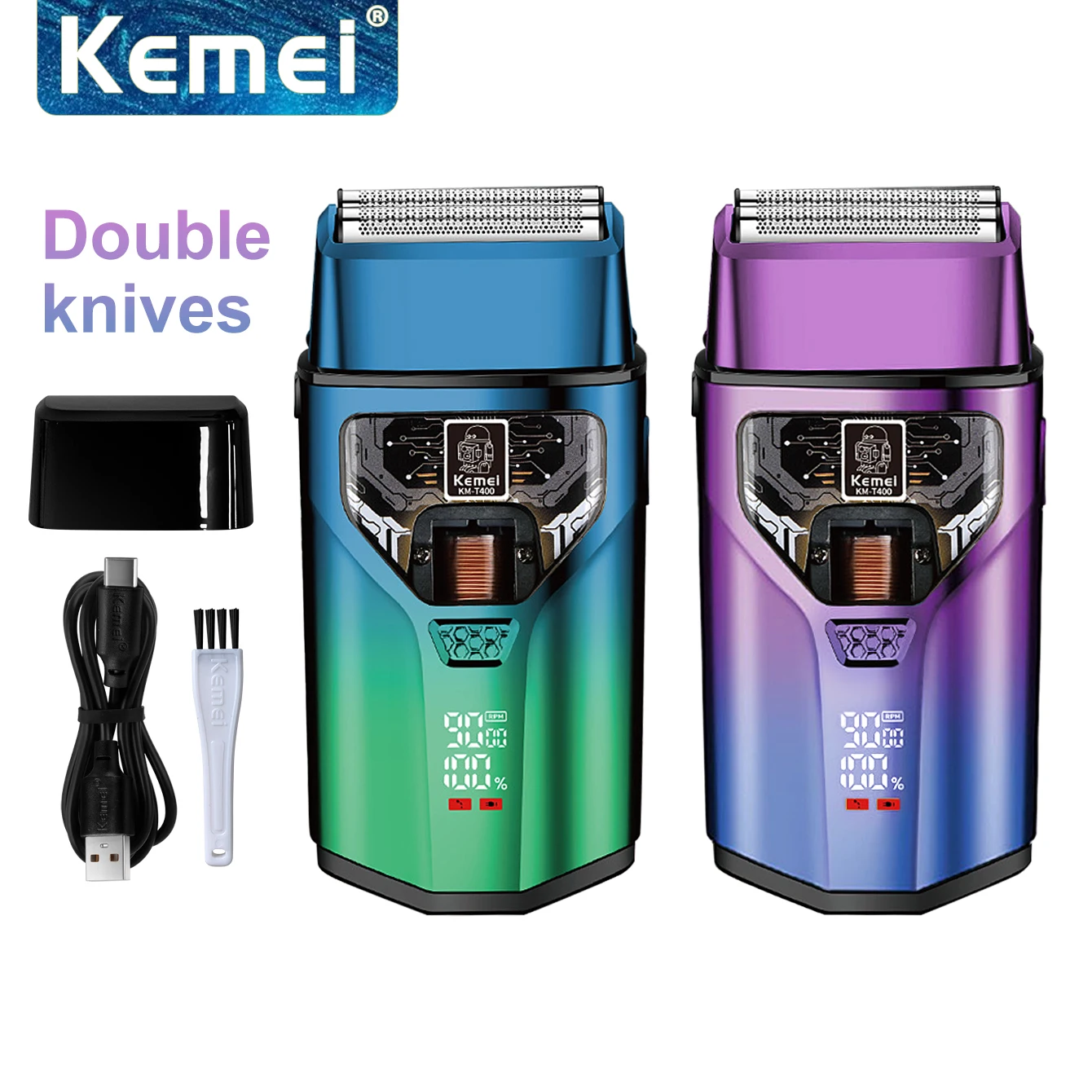 

Kemei KM-T400 Electric Reciprocating Foil Shavers Barber Men Professional Rechargeable Shaver Machine Facial Razor Beard Trimmer