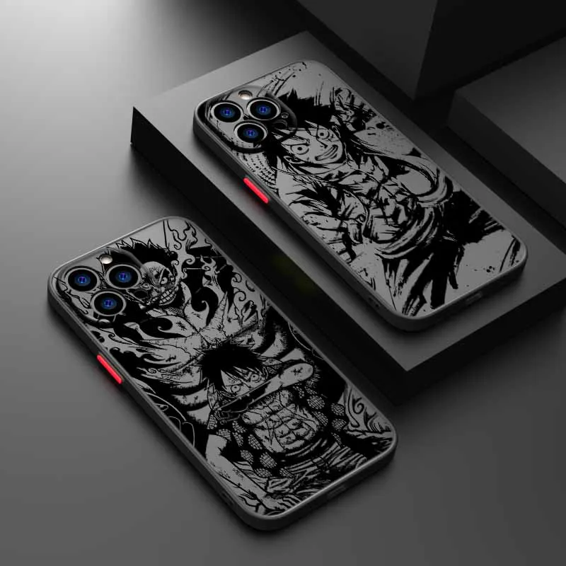 Anime One Piece Hülle für iPhone 17 16E 16 15 14 13 12 Mini Pro Max Plus – Mattierte, durchscheinende, weiche Silikon-Handyhülle