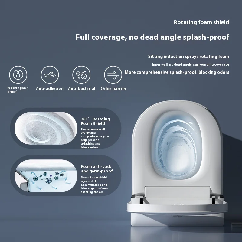 Kleine intelligente intelligente Toilette, bodenmontierte Sanitärartikel, platzsparend, automatische Keramik-P-Trap, Fernbedienung, Wasser-Siphon