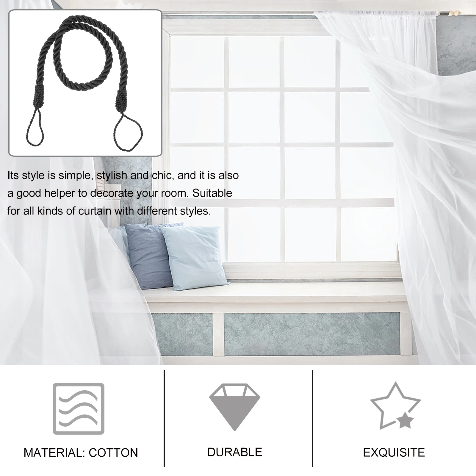 2 pçs cortina tieback simples cor sólida forte segurar tiras de cortina para sala estar quarto diy acessórios decorativos