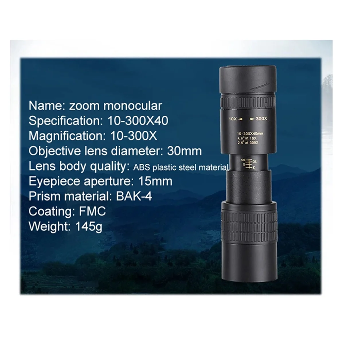 ABVS 10-300x40 HD Zoom Monocular Telescope Mobile Telephoto Lens W/Tripod for Outdoor Camping Bird Watching Traveling