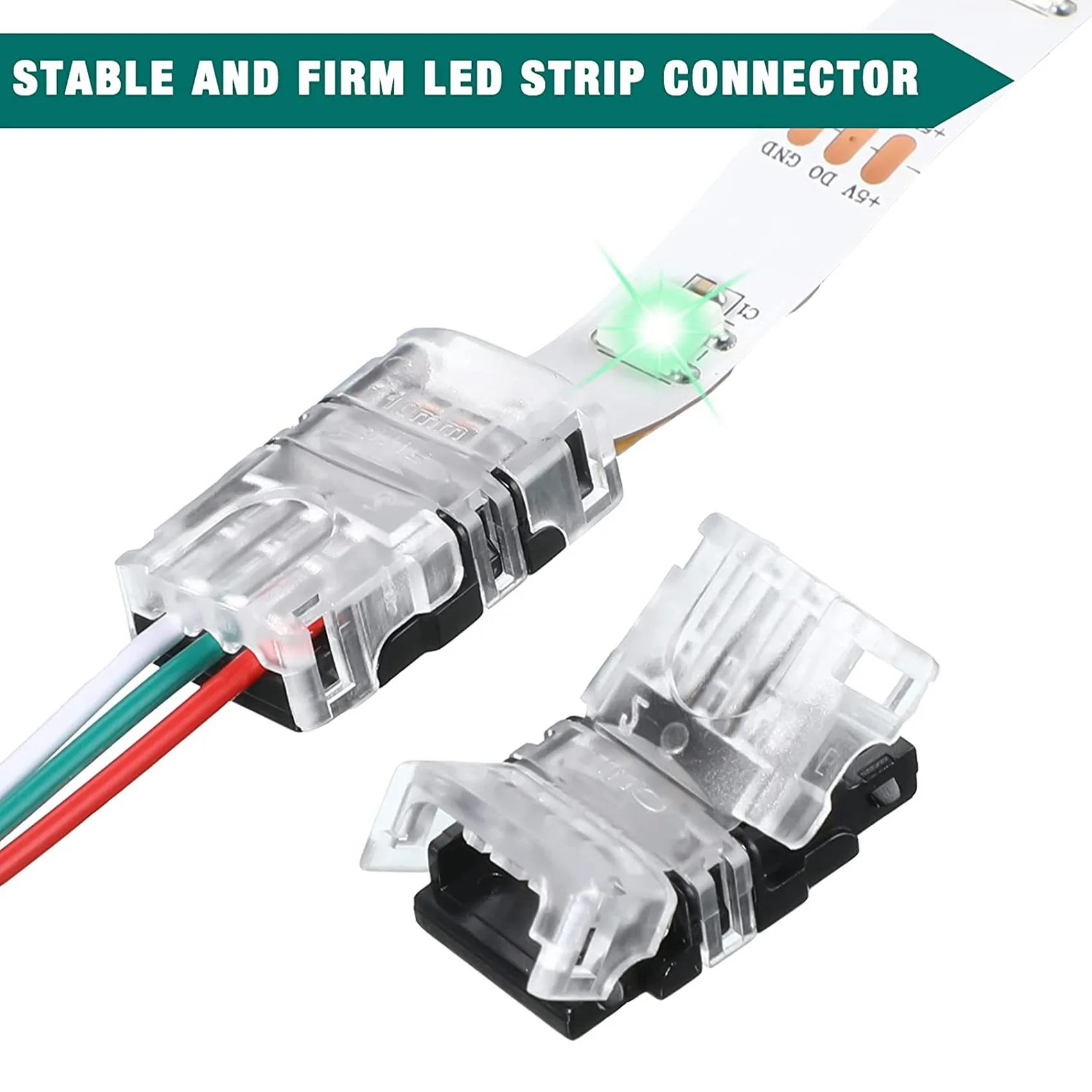 11 Pieces Tunable 3 Pin LED Strip Connectors 10mm LED Strip Light Connectors LED Strip Connector Terminal for WS2811